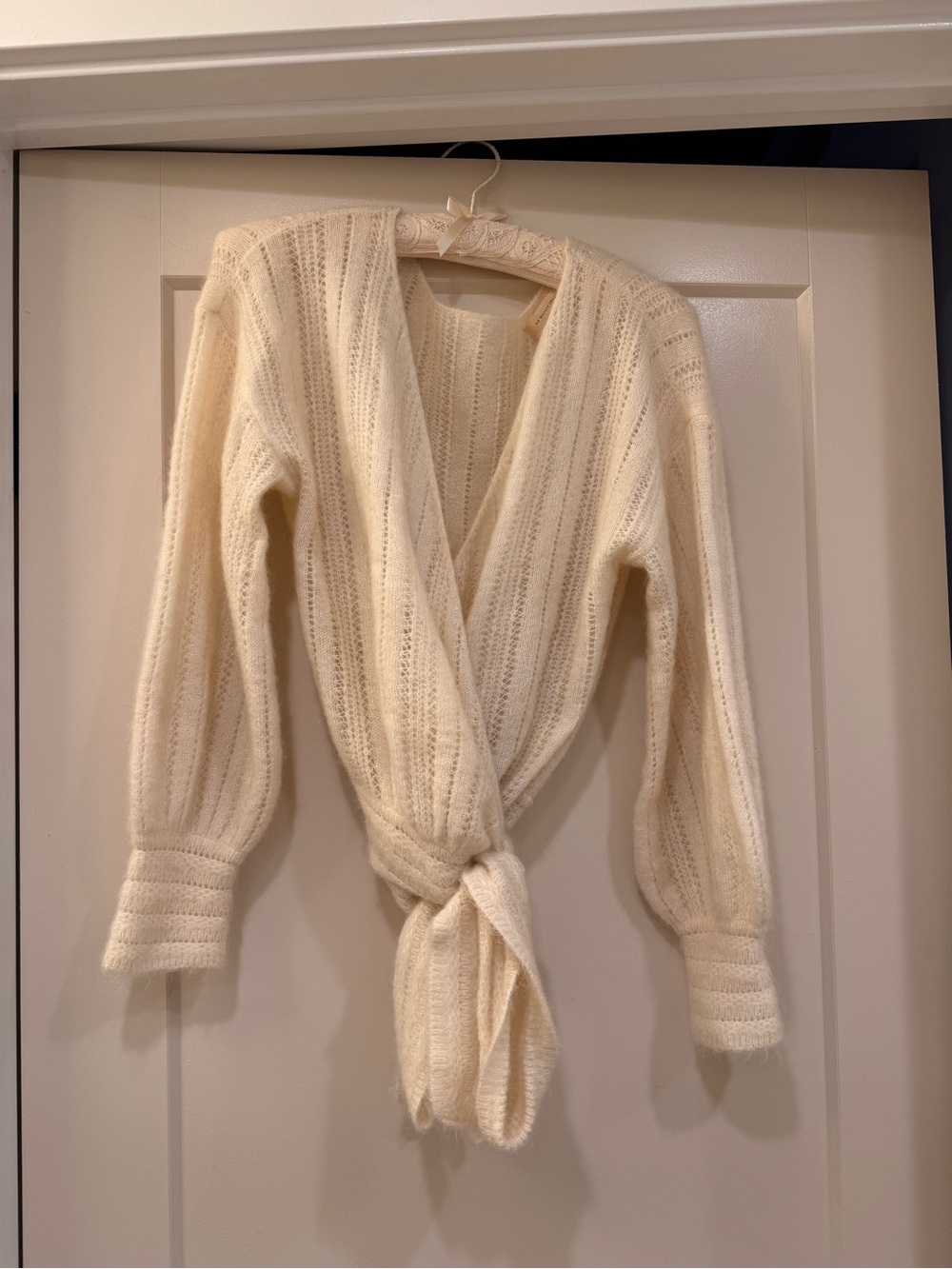 Sezane Ivory Wrap Mohair Sweater - Coeur Jumper in Ecru - Picture 3 of 9